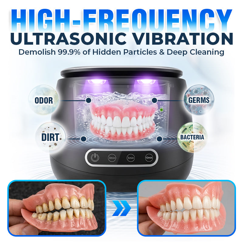 Rolimey® 25W Deep Cleaning Denture Ultrasonic Cleaner for Retainers, Mouth Guards, Aligner
