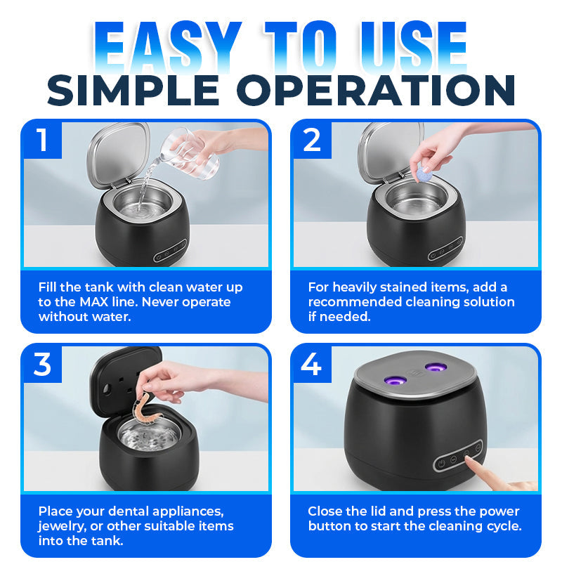 Rolimey® 25W Deep Cleaning Denture Ultrasonic Cleaner for Retainers, Mouth Guards, Aligner