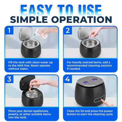 Rolimey® 25W Deep Cleaning Denture Ultrasonic Cleaner for Retainers, Mouth Guards, Aligner