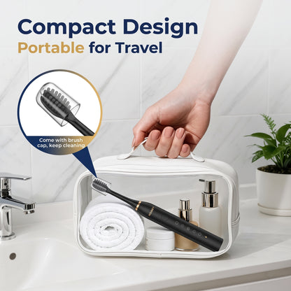 Rolimey® Electric Toothbrush Set, Comes with 2 Brush Heads,4 Modes with 2 Minutes Built in Smart Timer, One Charge for 60 Days, 42000 VPM Motor