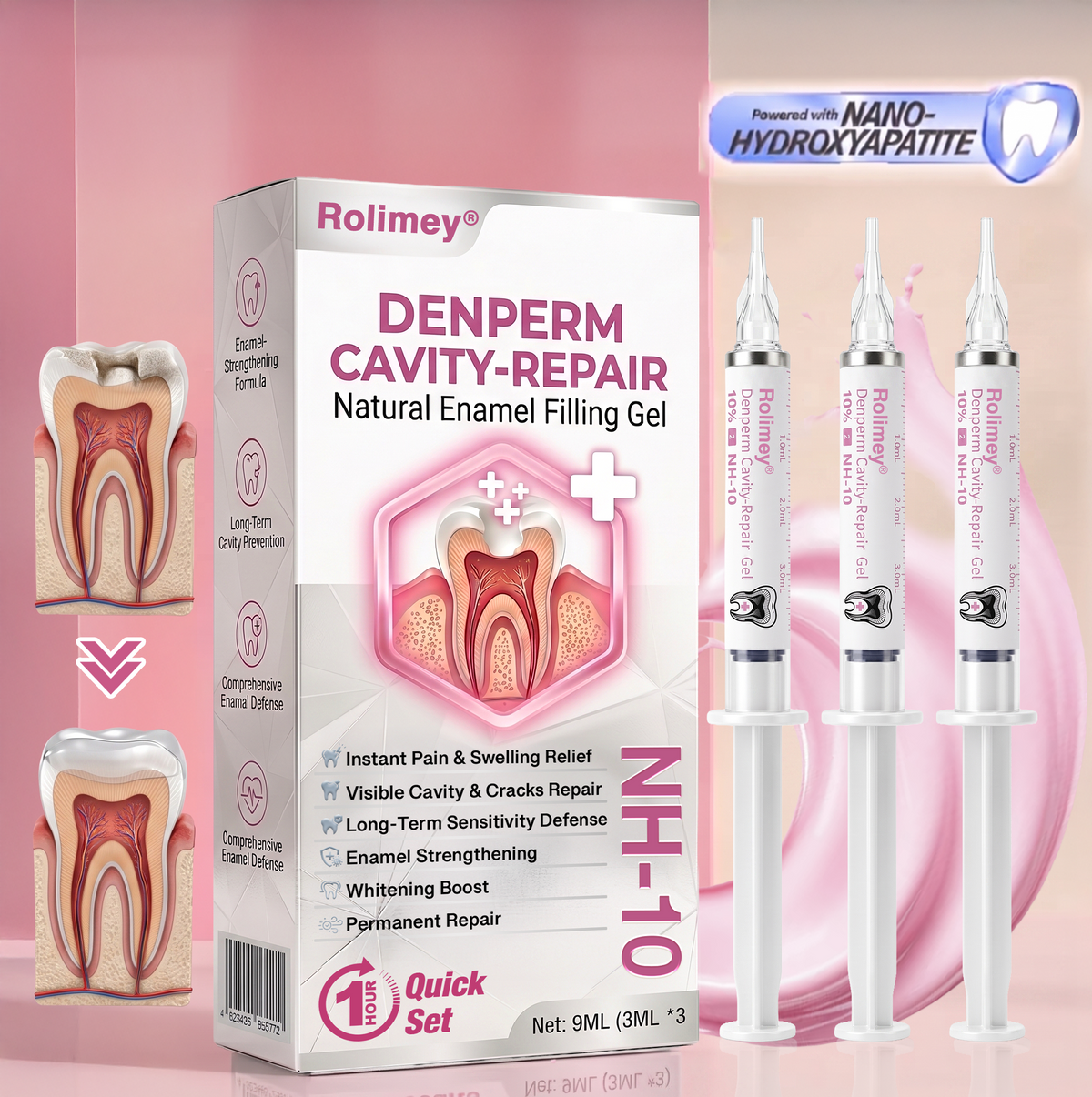 ⭐️Rolimey® DenPerm Cavity-Repair Natural Enamel Filling Gel