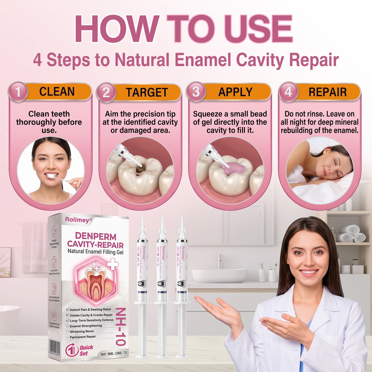 ⭐️Rolimey® DenPerm Cavity-Repair Natural Enamel Filling Gel
